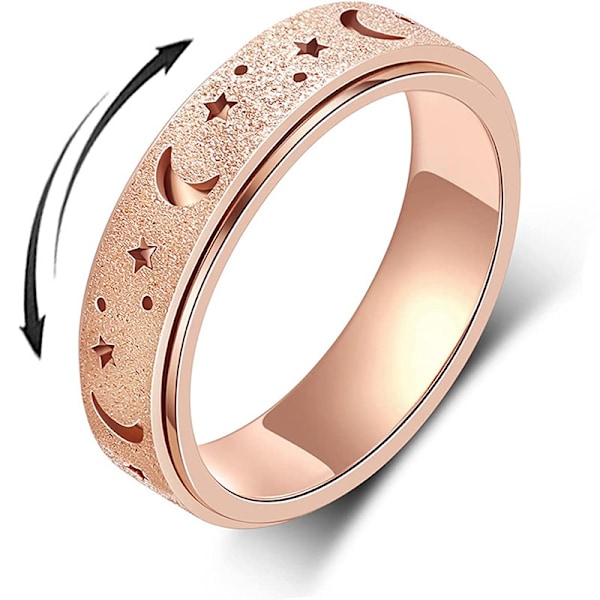 Angstring for kvinner og menn, titan rustfritt stål spinnering Rose Gold 10