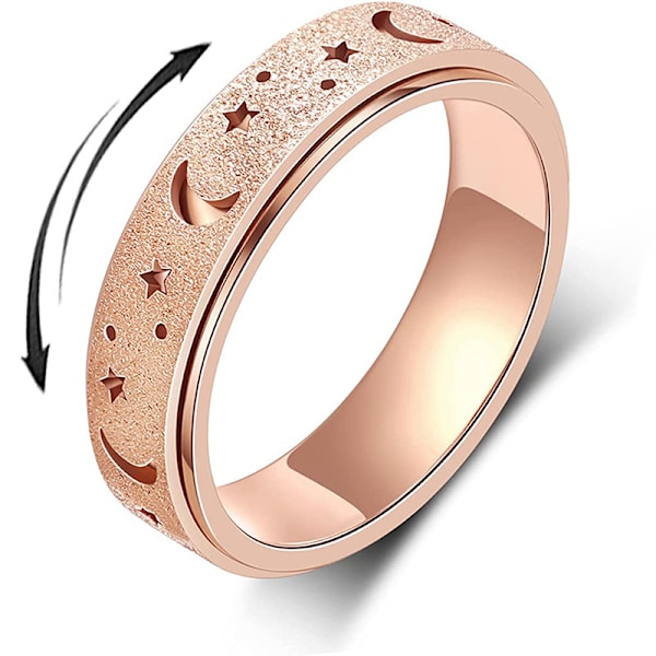 Angstring til kvinder og mænd, titanium rustfrit stål spinnering Rose Gold 5