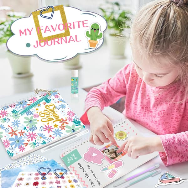 DIY Journalsett for jenter, Scrapbooking og Dagboktilbehør PINK
