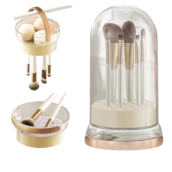 Meikkisiveltimen puhdistuskuppi, 3-in-1 meikkisiveltimen puhdistusmatto ja kuivausteline Drying rack apricot