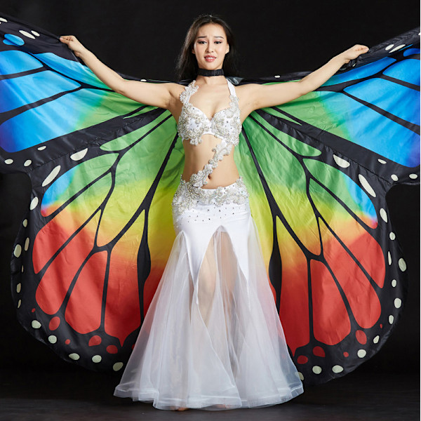 Magedansvinger Fargerike Sommerfuglvinger Kostymer for Opptreden Colorful Adult
