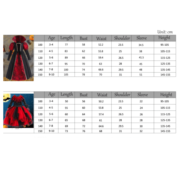 Jente Halloween Gotisk Viktoriansk Vampyr Dronning Kles Opp Black B 100cm
