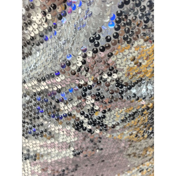Glitter Sequin Kjole til Kvinder Spaghettistropper V-hals Glimtende Mini Kjole silver M