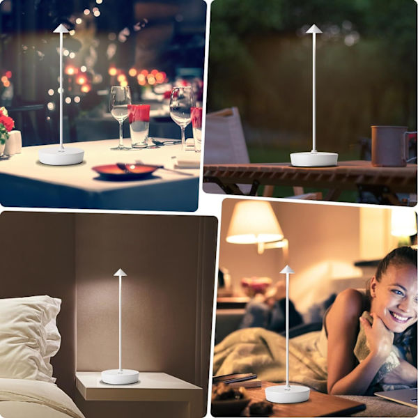 Genopladelig Ledningsfri Bordlampe, Bærbar LED 2400ma Metal USB Skrivebordslampe white