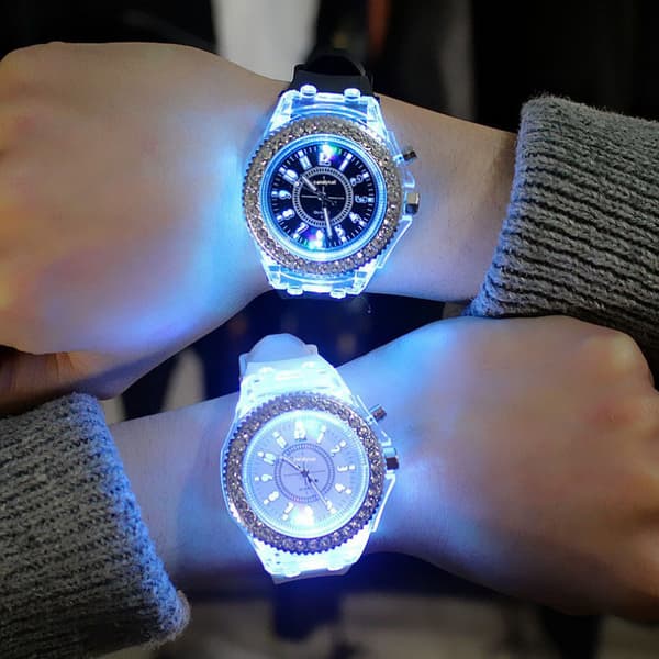 Rhinestone LED Lysende Ur, Sports Digitalt Ur Red