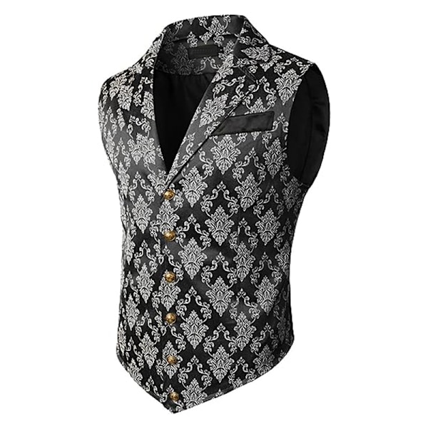 Herrar Victorian Väst Steampunk Gotisk Väst Black M