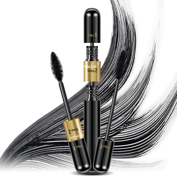 Mascara Sort Volumen og Længde, 2 i 1 4D Silk Fiber Mascara