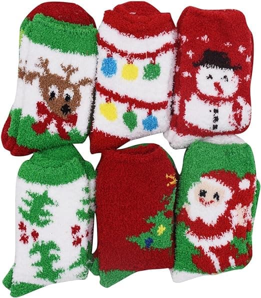 6 Par Unisex Julstrumpor Varma Vinter Mysiga Strumpor