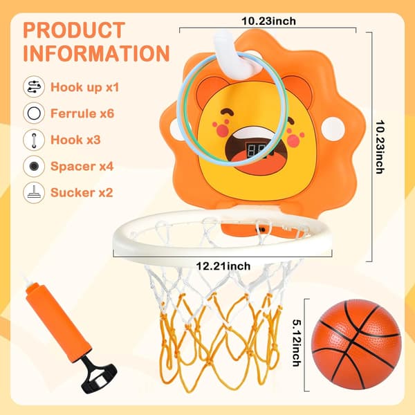 Minibasketballstativ for småbarn, 2 i 1 bærbart stativ med scoring Orange