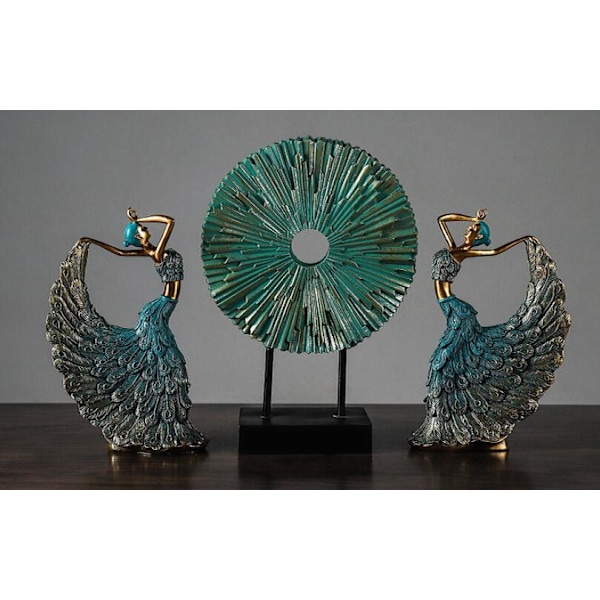 Påfugl Dancer Statue Til Hjemmekontor Skrivebords Dekorationer silver