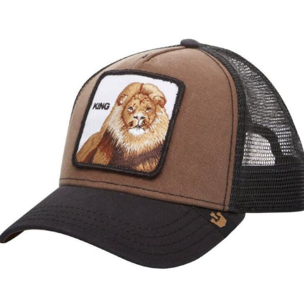 Trucker Hatt med broderad patch med mesh för djur Brown Lion