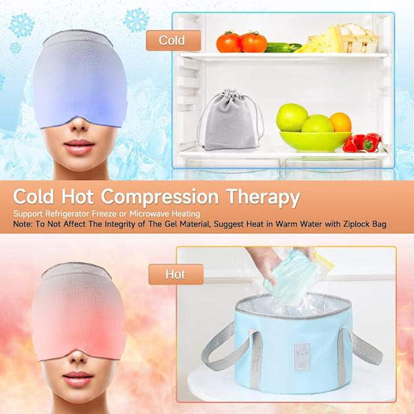 Huvudvärk Förkylning Migrän Relief Head Ice Pack Wrap Gray Double Layer
