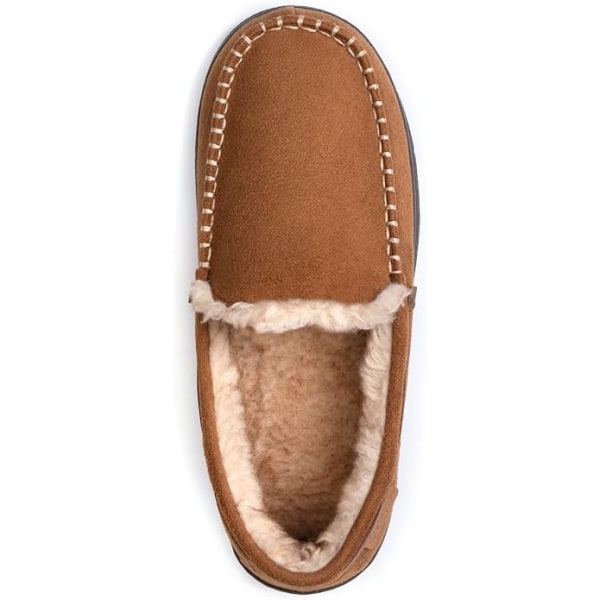 Slip On Moccasin-tofflor för män, inomhus/utomhus varma luddiga bekväma husskor khaki 7-8