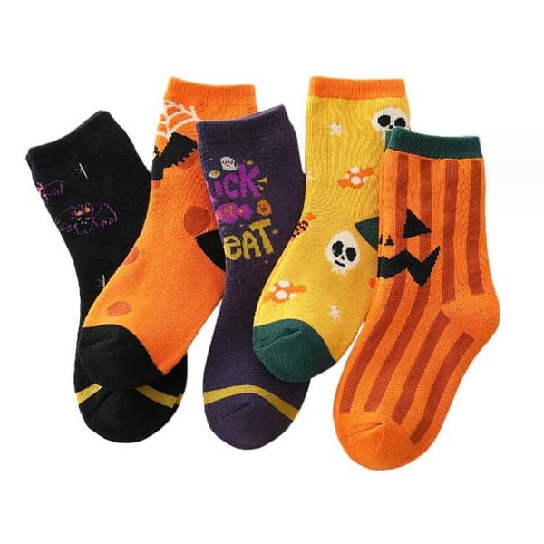 5 Par Halloween-Sokker Funky Sokker For Barn S