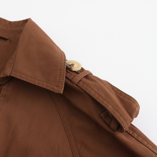 Kvinnors trenchcoat lång dubbelknäppt höstmode Klassisk tunn överrock Brown XL