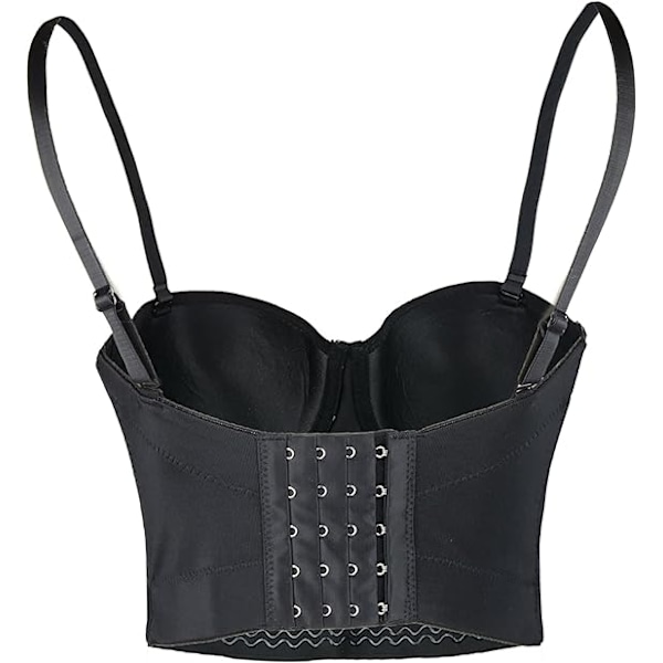 Sexy Perlebesat Rhinestone Bustier Crop Top Black 38c