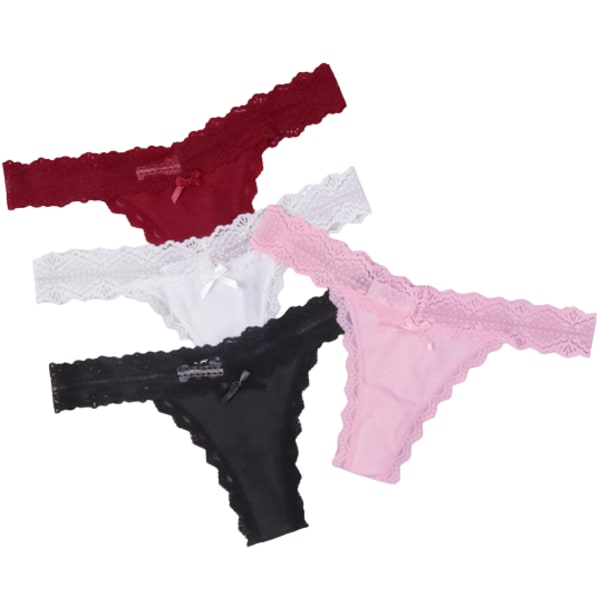 Rosett dam trosor i spets i bomull Burgundy XS