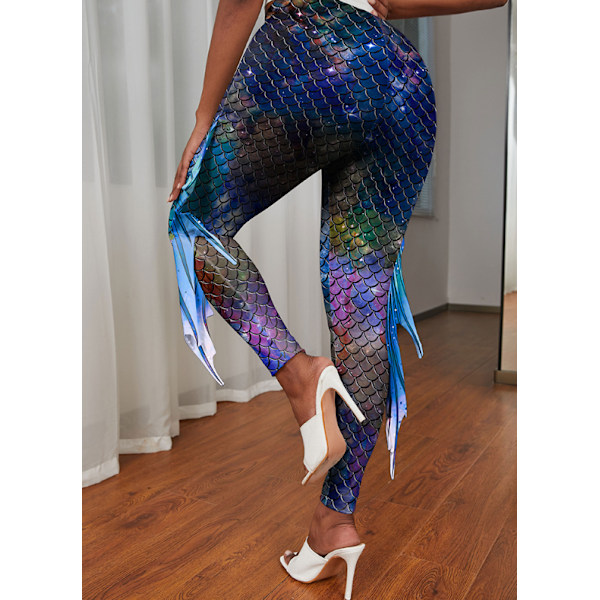 Sjöjungfru Leggings för Kvinnor Fiskfjäll Leggings Style 2 M