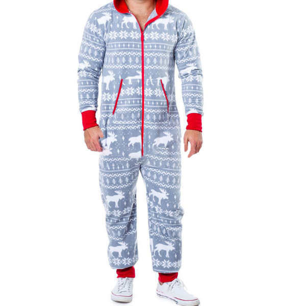 Julfamiljsmatchande pyjamas Hoodies grey S