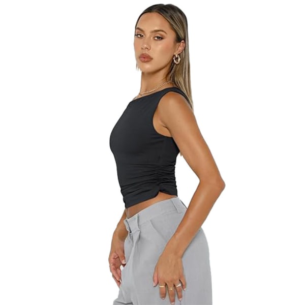 Dam Off Shoulder Toppar Sleeveless Shirts Utgående Crop Tank Toppar RED M