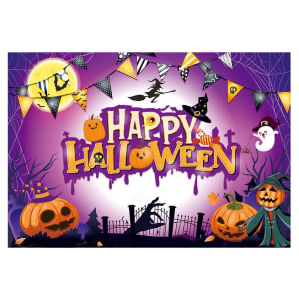 Halloween Banner Baggrundstof Helligdags Fest Dekoration Purple 150*100CM