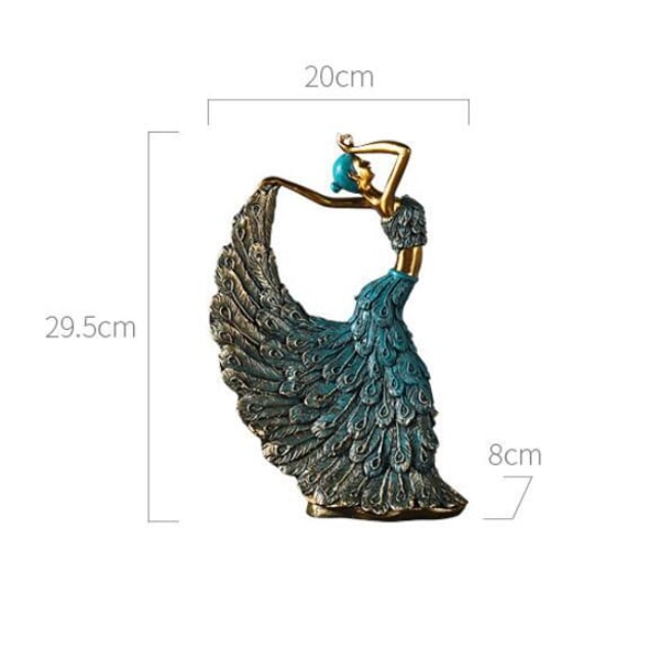 Påfugl Dancer Statue Til Hjemmekontor Skrivebords Dekorationer silver