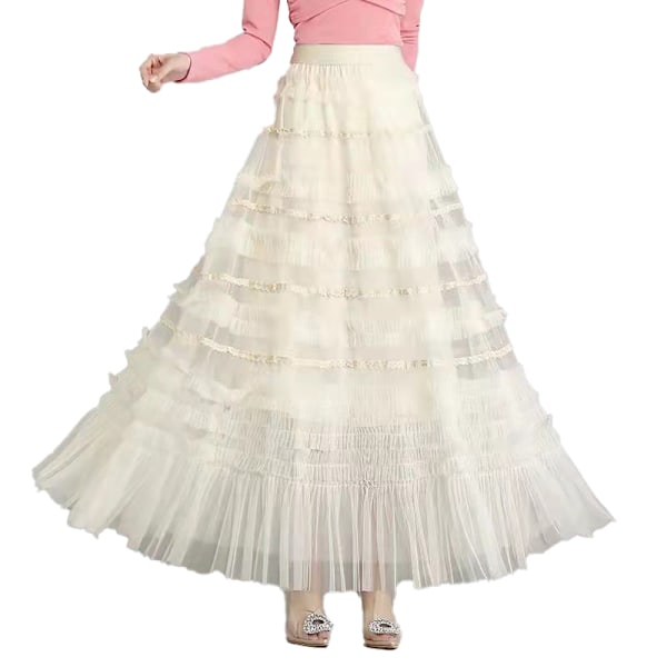 Tyllkjolar för Kvinnor Lång Modell Tutu Fekjol med Volanger White