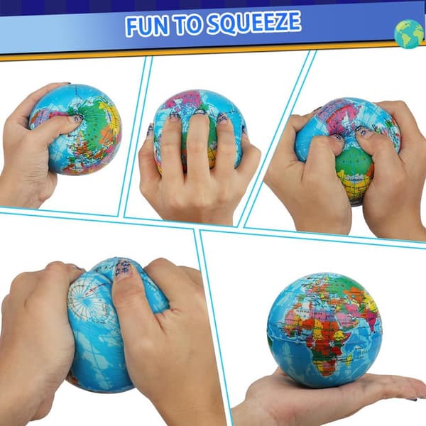 Mini Jordklode Blød Squishy Bold 3-pak, Skum Globus Stressbolde til Børn
