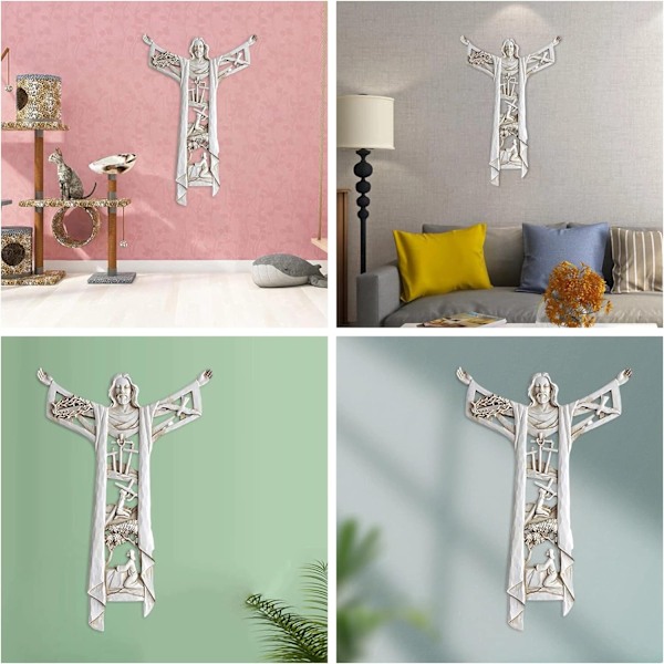 Korsfäst Jesus Väggstaty Handgjord Uthålad Kors 21*14*1.5CM