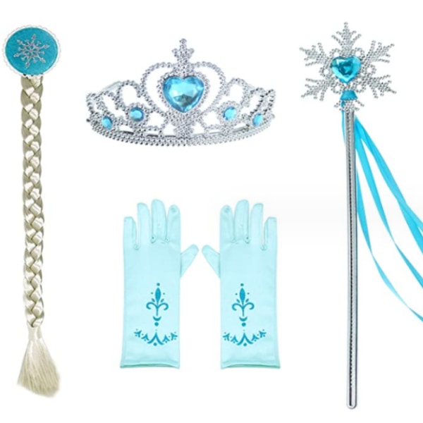 Girl's Snow Queen kostym Princess Sequin Dress Up med tillbehör Blue 110