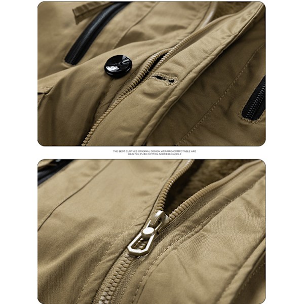 Miesten Military Casual Kevyet Takit Huppulla Khaki XXXL