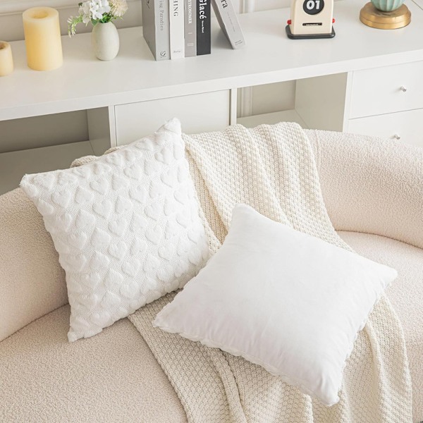 Sett med 2 Hjerte Kjærlighet Søte Dekorative Valentinsdag Putesett White 50*50cm