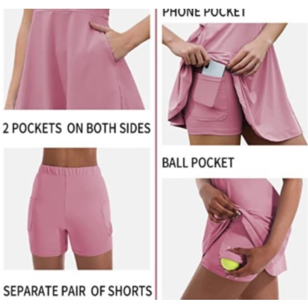 Tennisklänningar Golfklänningar med inbyggda shorts pink l