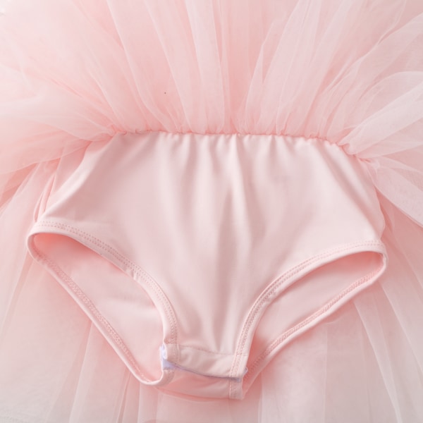 Pige Ballerina Tutu Leotard med Lange Ærmer og Glimmer Light Pink M