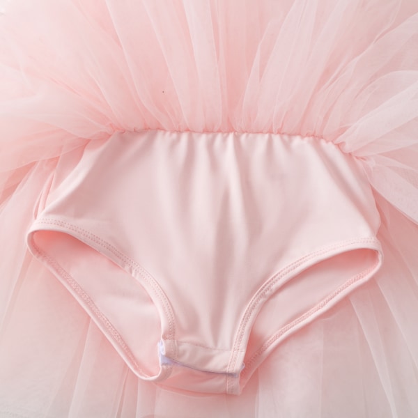 Tjejer Långärmad Glitter Dans Balett Tutu Leotard Klänning Light Pink XS