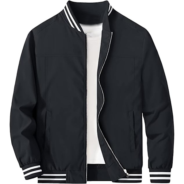 Mænds Jakke Casual Pilot Fuldt Lynlås Jakke Black M