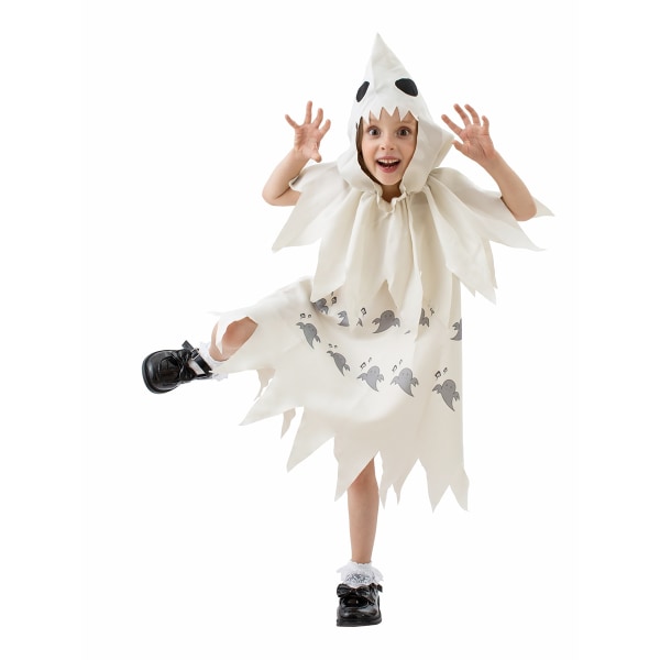 Barn White Ghost kostym Hooded mantel och klänning set 125-135cm