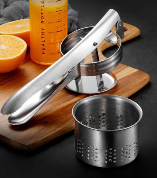 Avtakbar Fruktpresse i Rustfritt Stål, Manuell Saftpresser Thin Full Hole