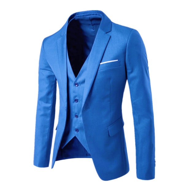 Casual Suit Slim Fit Jacketopp för män Blue M
