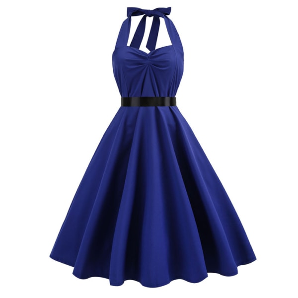 Vintage för kvinnor 1950-talsgrimma Cocktailparty Rockabilly-klänningar BLUE XL
