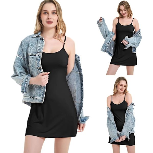 Naisten alusmekko, alushameet, seksikäs yöasu Black S