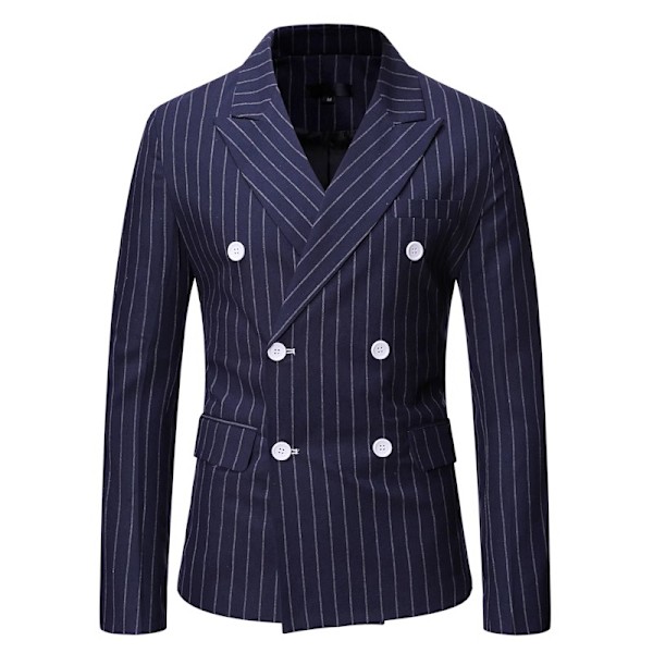Herre Casual Blazer Jakke Ternet Navy Blue 3XL