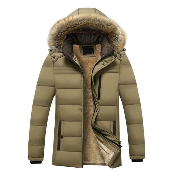 Vinterkappa för män, varm jacka med huva Khaki S
