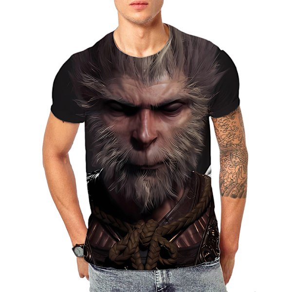 T-shirt til mænd og kvinder, kortærmet, 3D Monkey King, Wu-Kong Q1 M