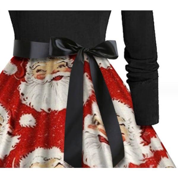 Jul V-ringad klänning för kvinnor Vintage Print Long Style3 XXL