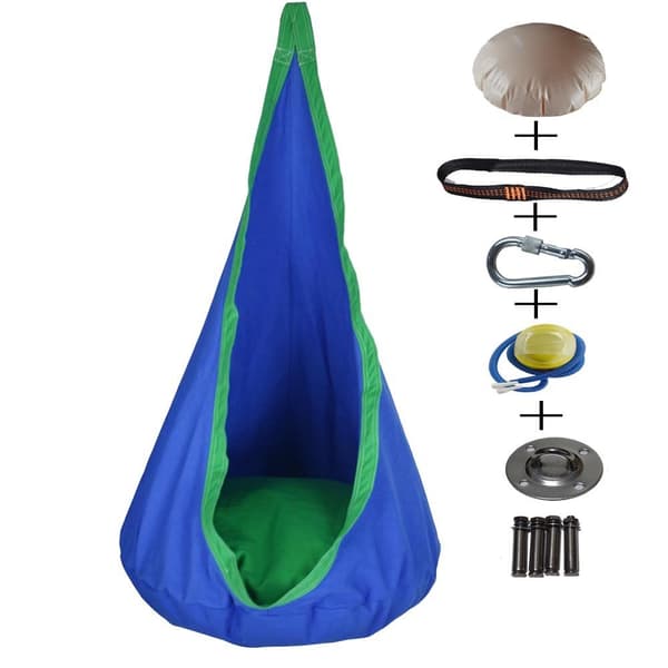 Barn Pod Swing Seat Bomull Barn Hängmatta Stol Blue