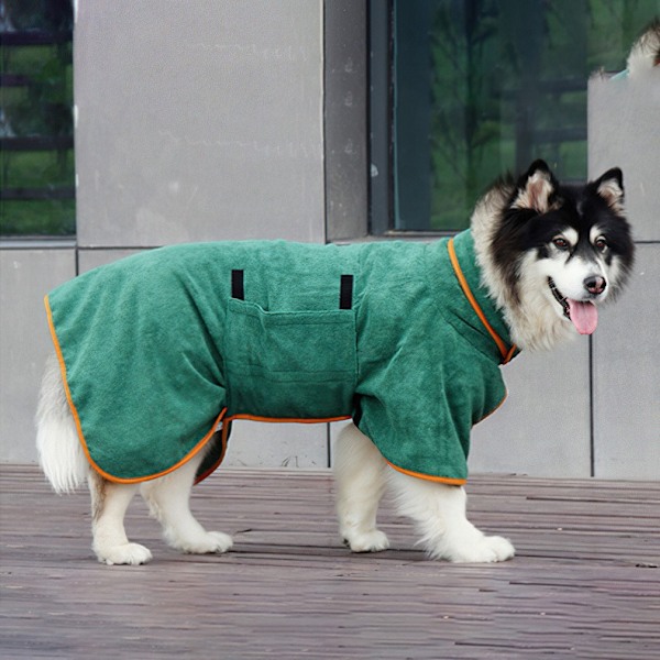 Hundtorkrock Badrock Handduk, Mikrofibermaterial Snabbtorkande Superabsorberande Hundbadrock Green S