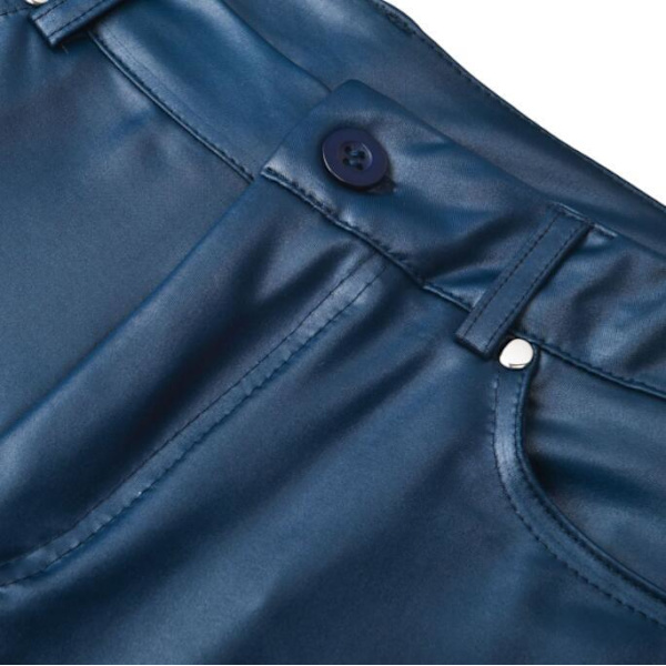 Leggingsbyxor i konstläder för kvinnor blue M