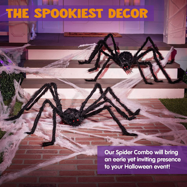 Halloween Utomhusdekorationer Svart Läskig Jättefårig Falsk Hårig Spindelrekvisita 150cm
