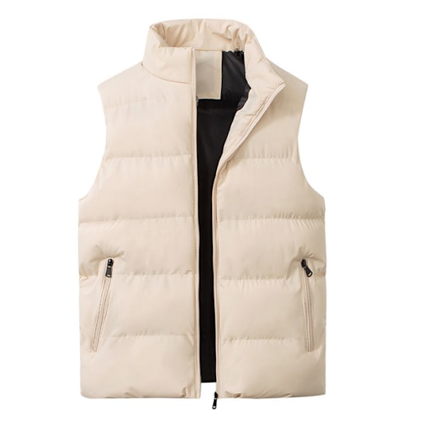 Män Casual Stand krage väst Vadderad jacka väst khaki XL